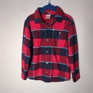 Gymboree Boys' Long Sleeve Polar Fleece Knit Shirt/Jacket Red/Blue Plaid Size 5T